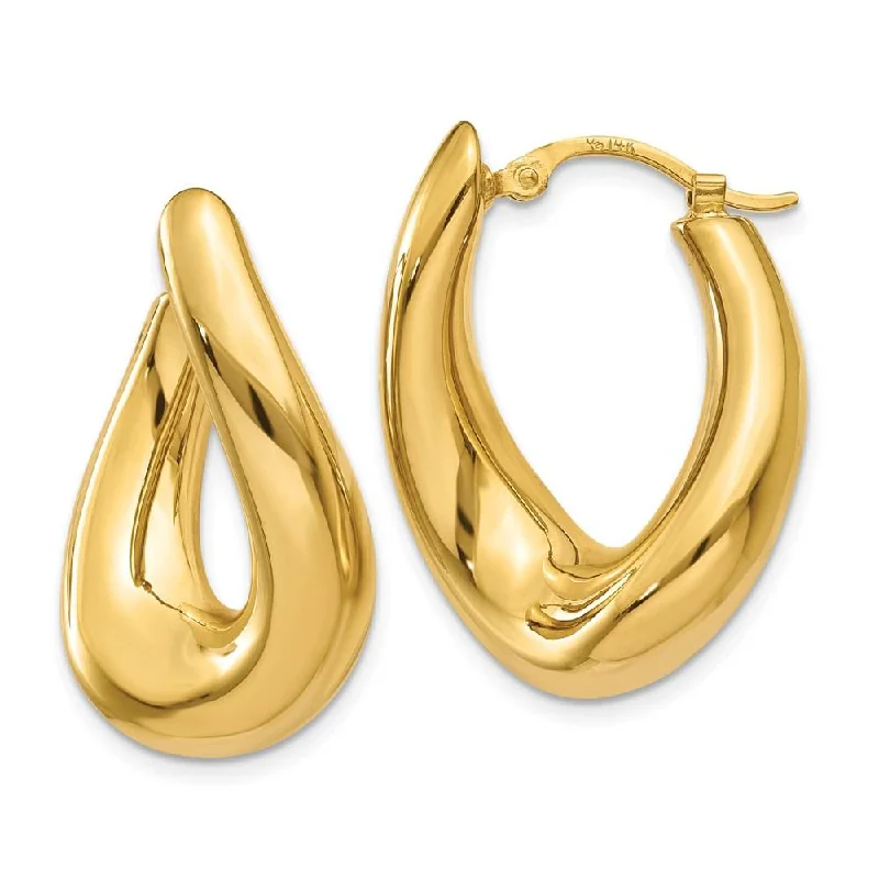 Solid ring earrings-14k Twisted Oval Hoop Earrings