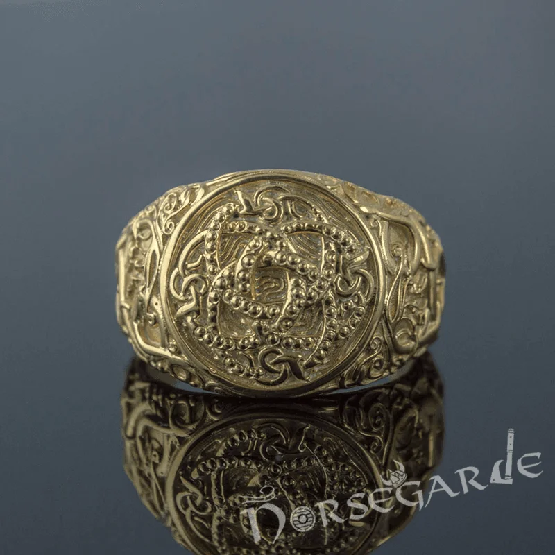 Baroque style rings-Handcrafted Urnes Style Jormungandr Ring - Gold