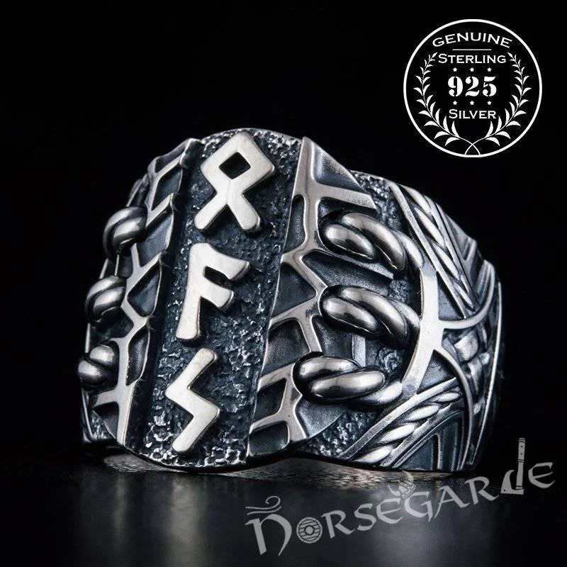 Bare frame rings-Handcrafted Stoic Runes Ring - Sterling Silver