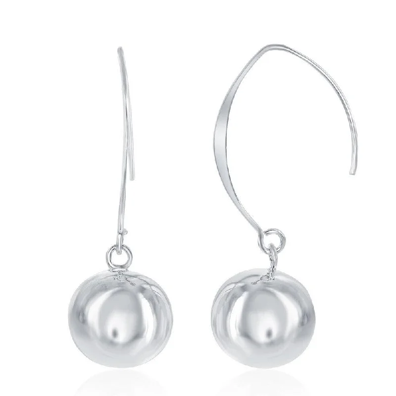 Ripple drop earrings-Sterling Silver 14mm Bead Threader Earrings