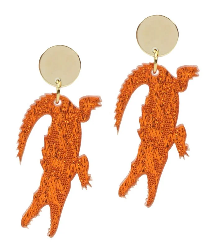 Alloy blend earrings-Chomp Chomp Earring - Orange