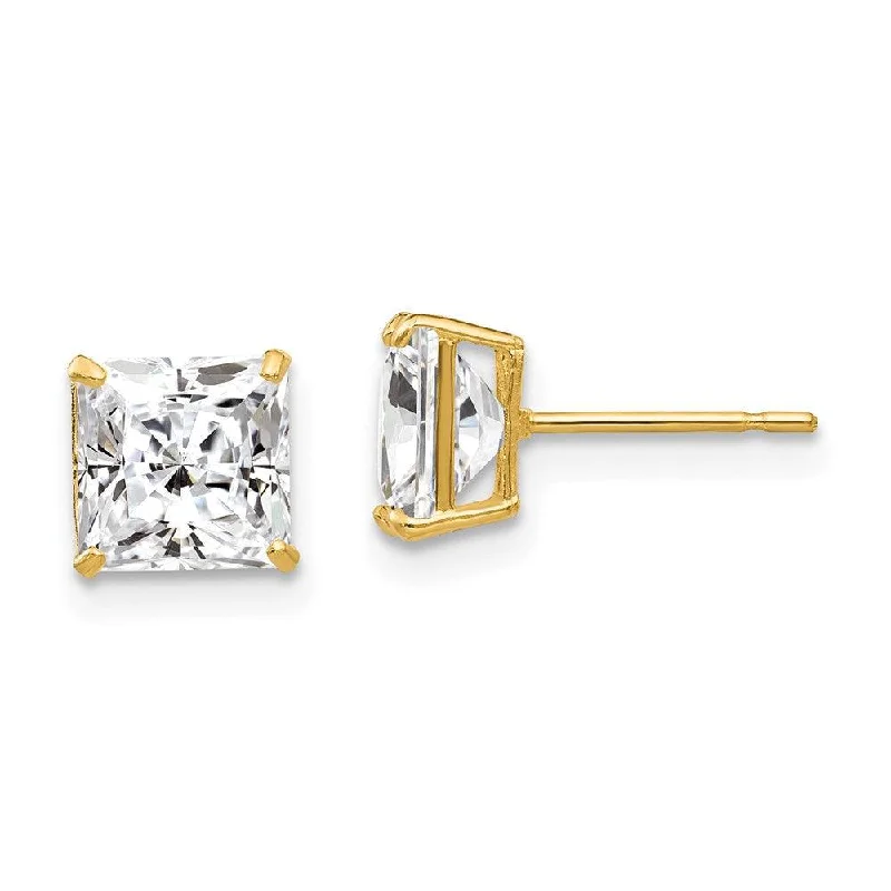 Alloy blend earrings-14k 6mm Square CZ Post Earrings