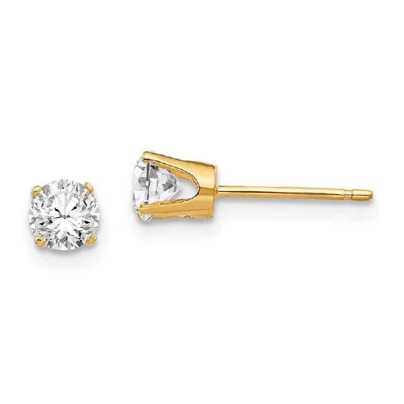 Funky pair earrings-14k 4.25mm CZ stud earrings