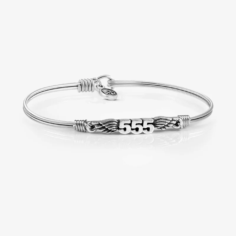 Slide clasp bracelets-555-ANGEL NUMBERS BANGLE BRACELET