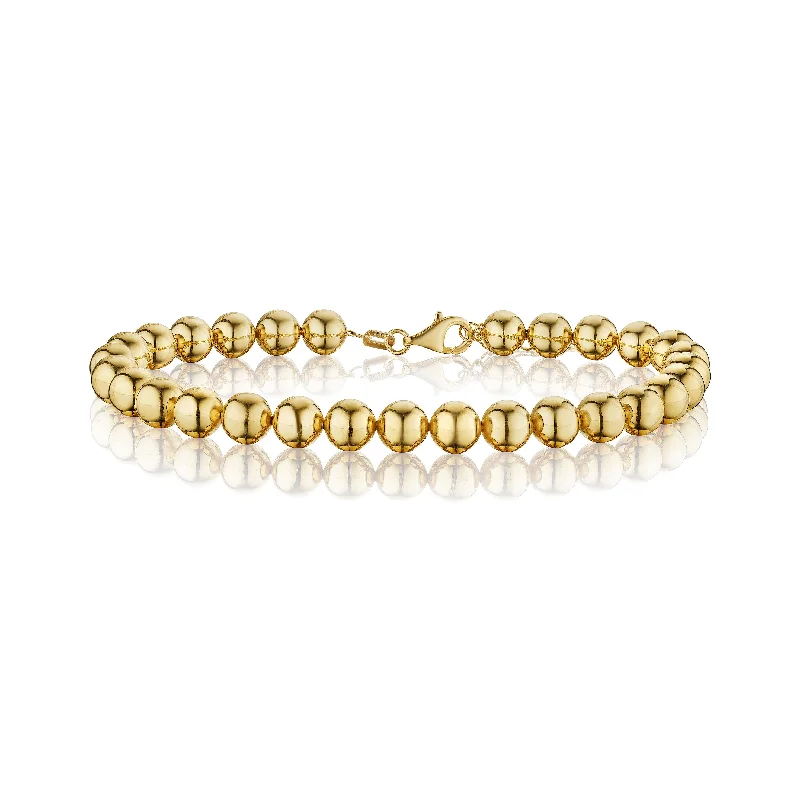 Dual alloy bracelets-Sabel Collection Yellow Gold Beaded Bracelet