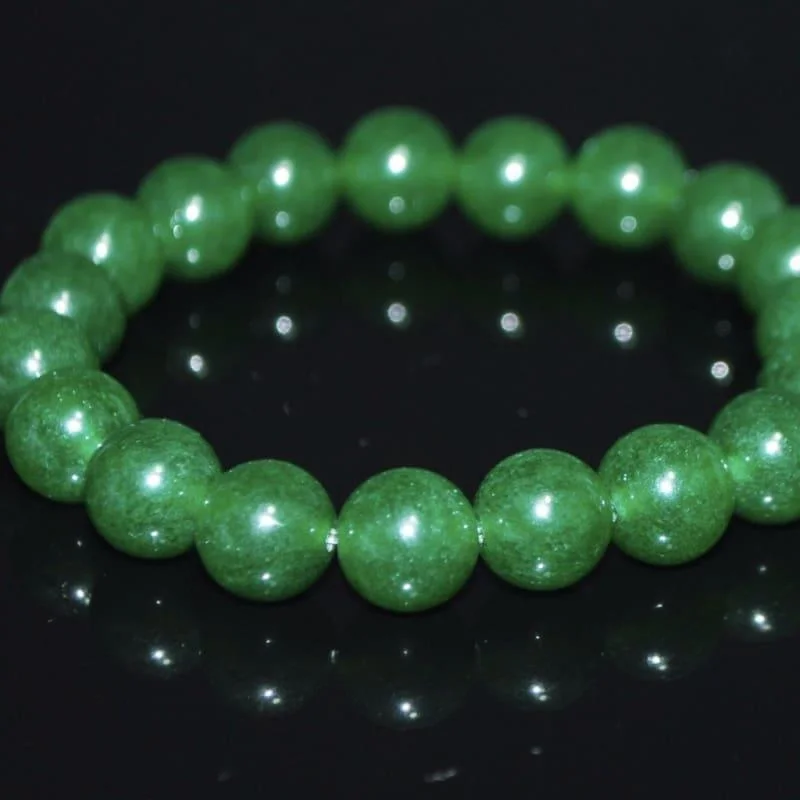 Sparkling diamond bracelets-Emerald Green Jade Unisex Beaded Bracelets