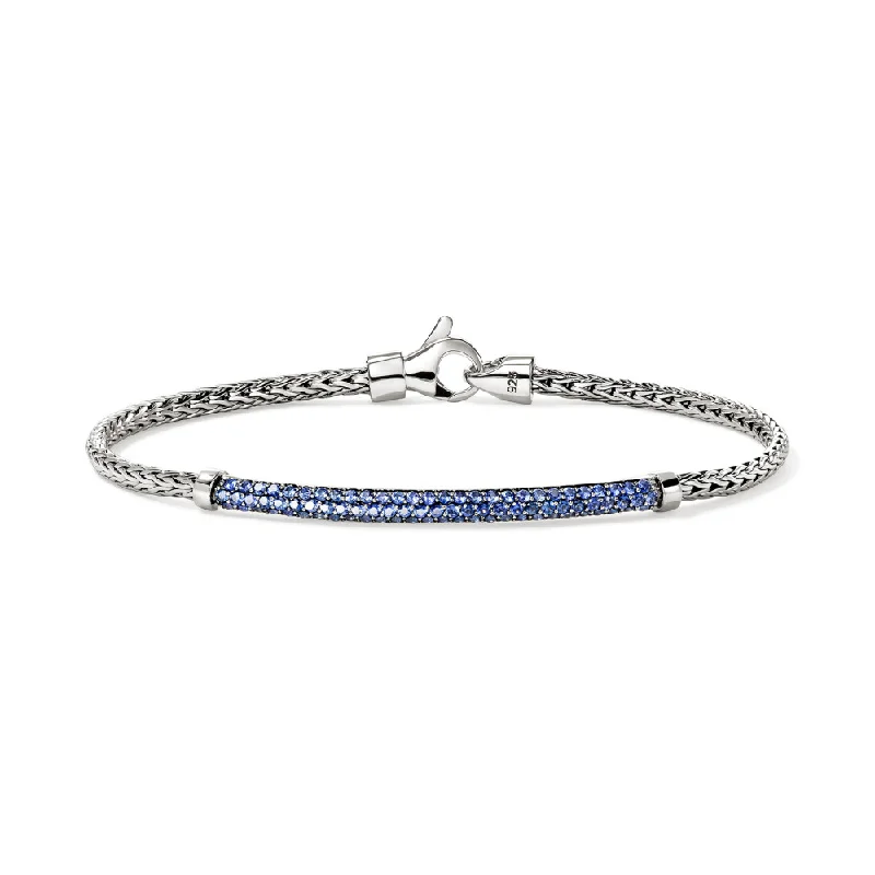 Matte enamel bracelets-John Hardy Essentials Sterling Silver Bracelet with Blue Sapphire