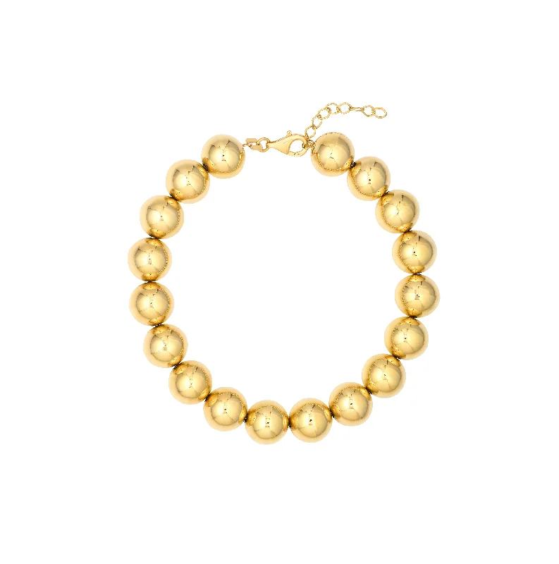 Solid geometric bangles-Sabel Collection Yellow Gold Bead Bracelet, 10mm