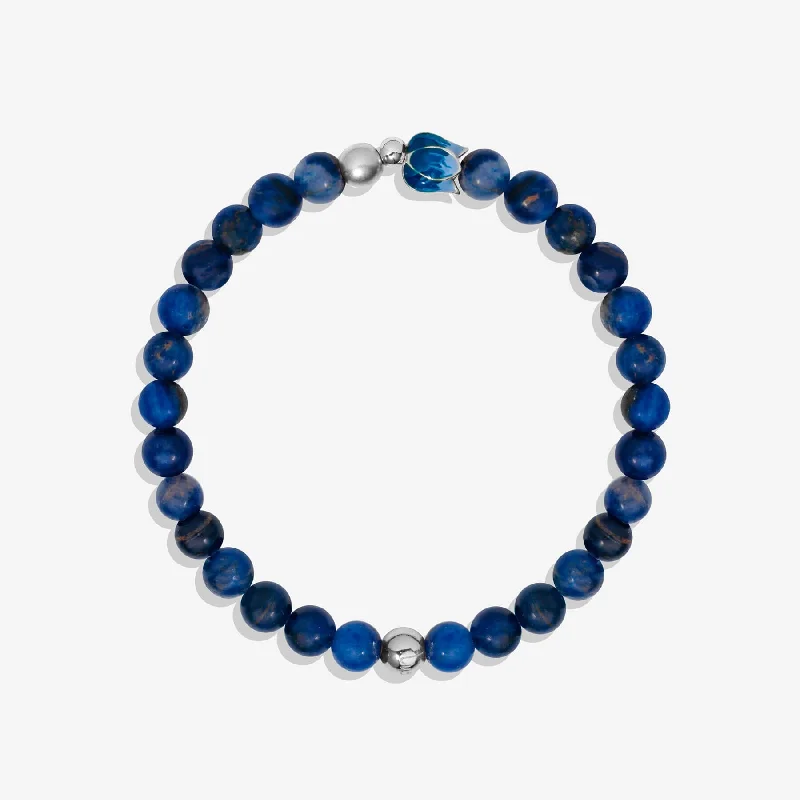 Solid gold bracelets-Denim Bloom Sodalite Stretch Bracelet