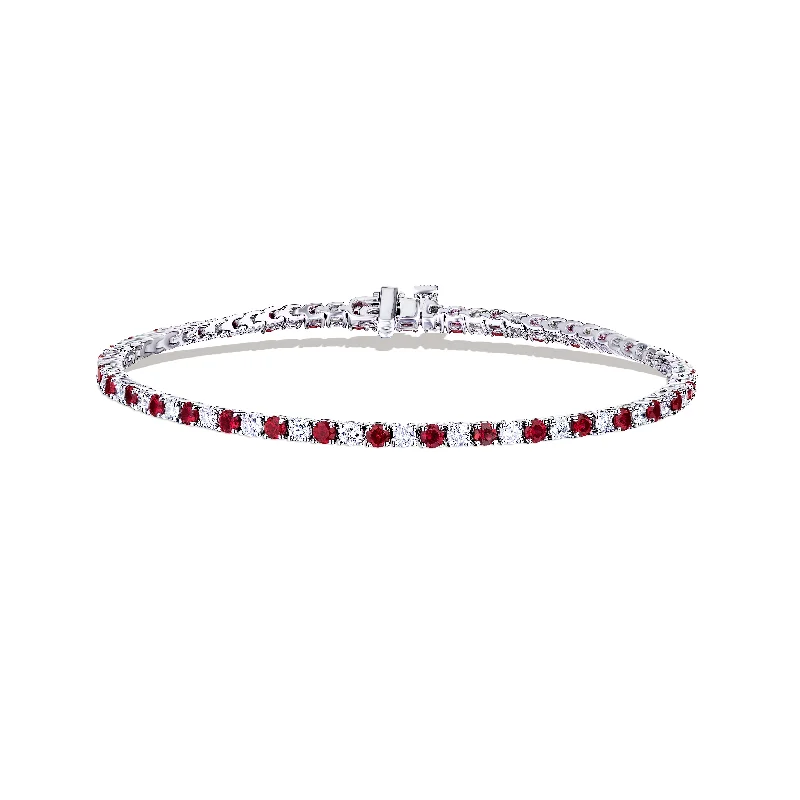 Charoite bracelets-Sabel Collection White Gold Ruby and Diamond Tennis Bracelet