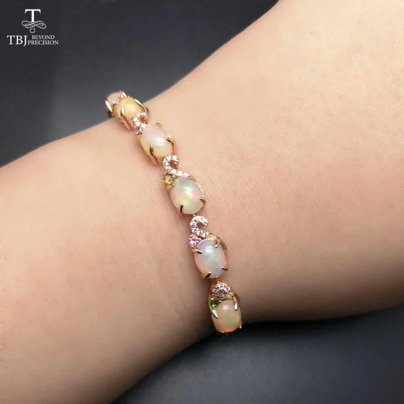 Crisp modern bracelets-Vintage Ethiopian Opal Gemstone Bracelets