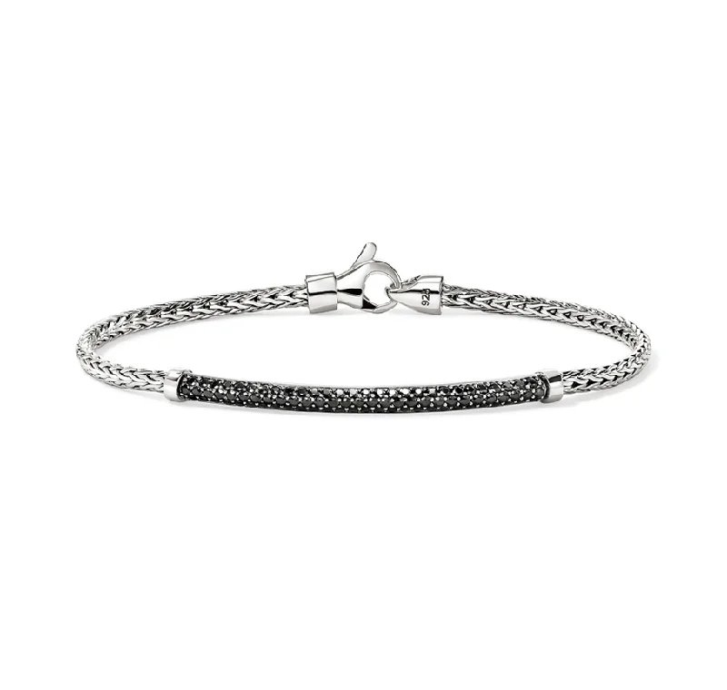 Timeless lock bracelets-John Hardy Essentials Sterling Silver Bracelet with Treated Black Sapphire