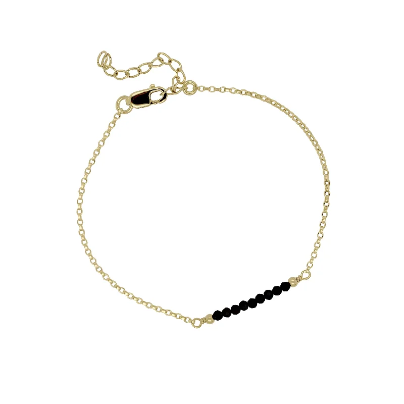 Thread tassel bangles-Gem Love Bracelet in Black Spinel