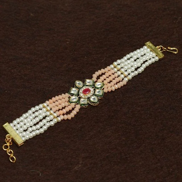 Crisp link bracelets-Kundan Work Acrylic Crystal Beads Bracelet