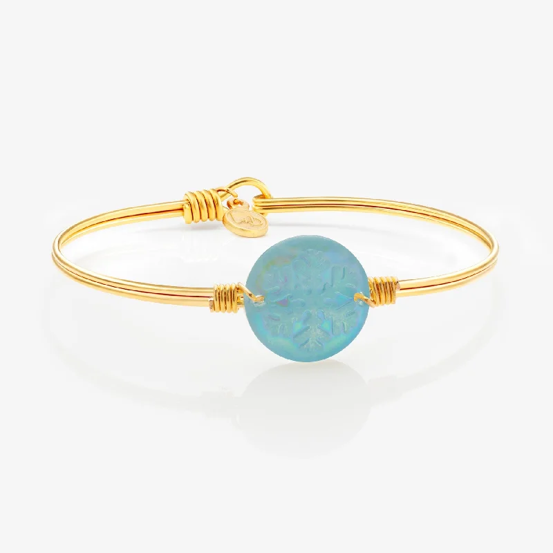 Pentagon gem bracelets-Blue Frosted Snowflake Bangle Bracelet