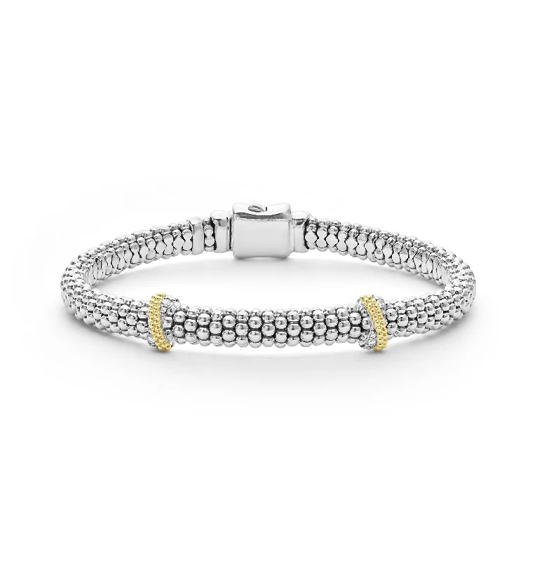 Delicate accent bracelets-LAGOS Caviar Lux Double X Caviar Diamond Bracelet