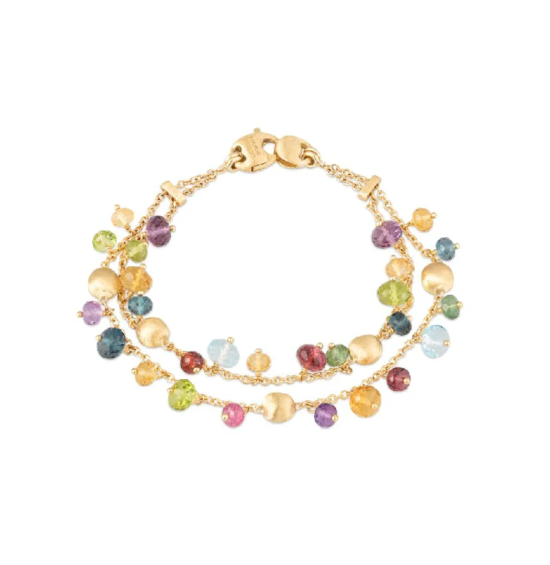 Mystic eye bangles-Marco Bicego Africa Yellow Gold Multi-Strand Mixed Gemstone Bracelet