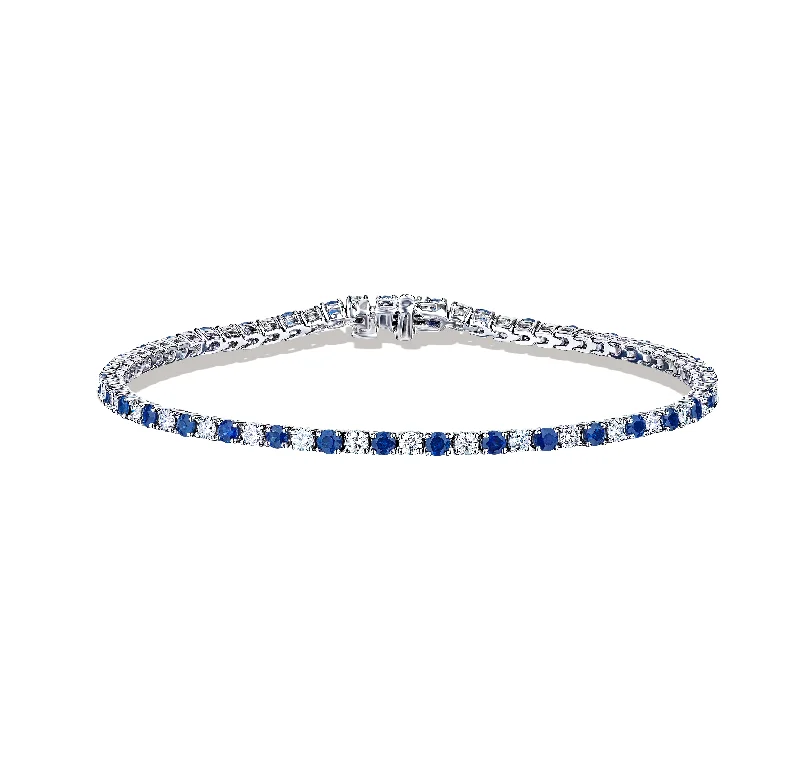 Iolite bead bracelets-Sabel Collection White Gold Sapphire and Diamond Tennis Bracelet