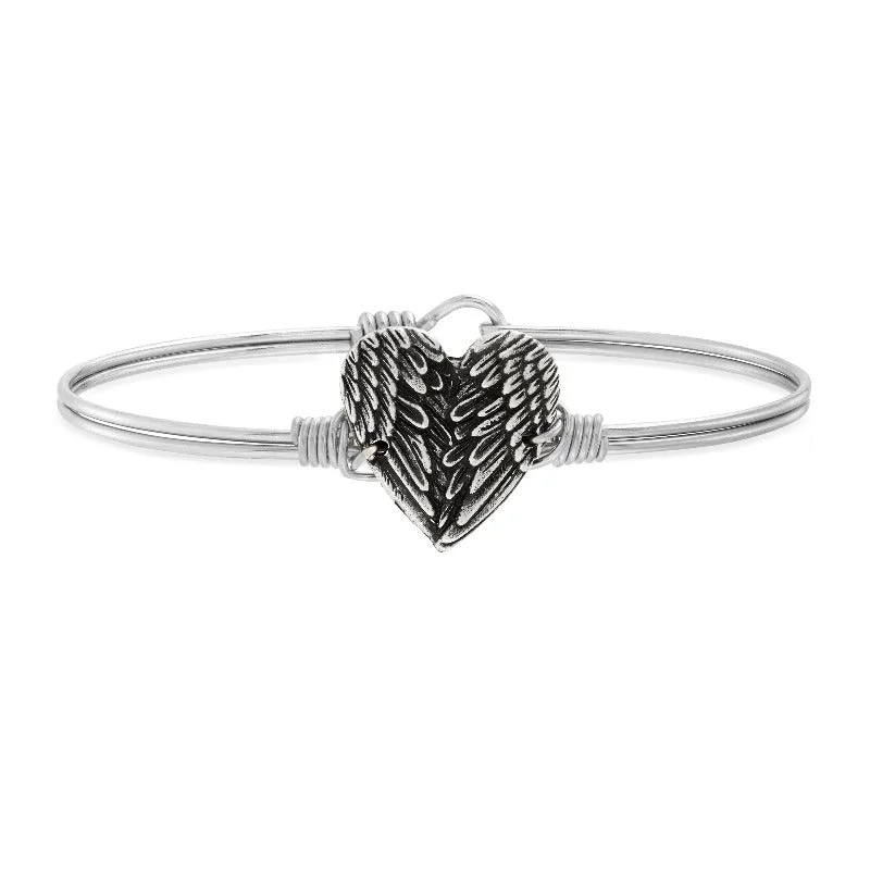 Waxing moon bangles-Angel Wing Heart Bangle Bracelet