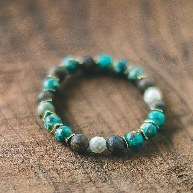 Gem heap bracelets-Transform Your Life: Snakeskin Jasper, Opalite and River Stone Zen Bracelet