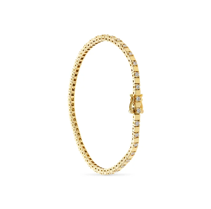 Thin stack bracelets-Sabel Collection Yellow Gold and Diamond Alternating Station Bracelet