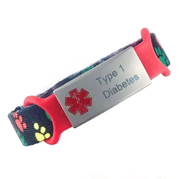 Dark wood bracelets-Type 1 Diabetes Kids Medical Bracelet