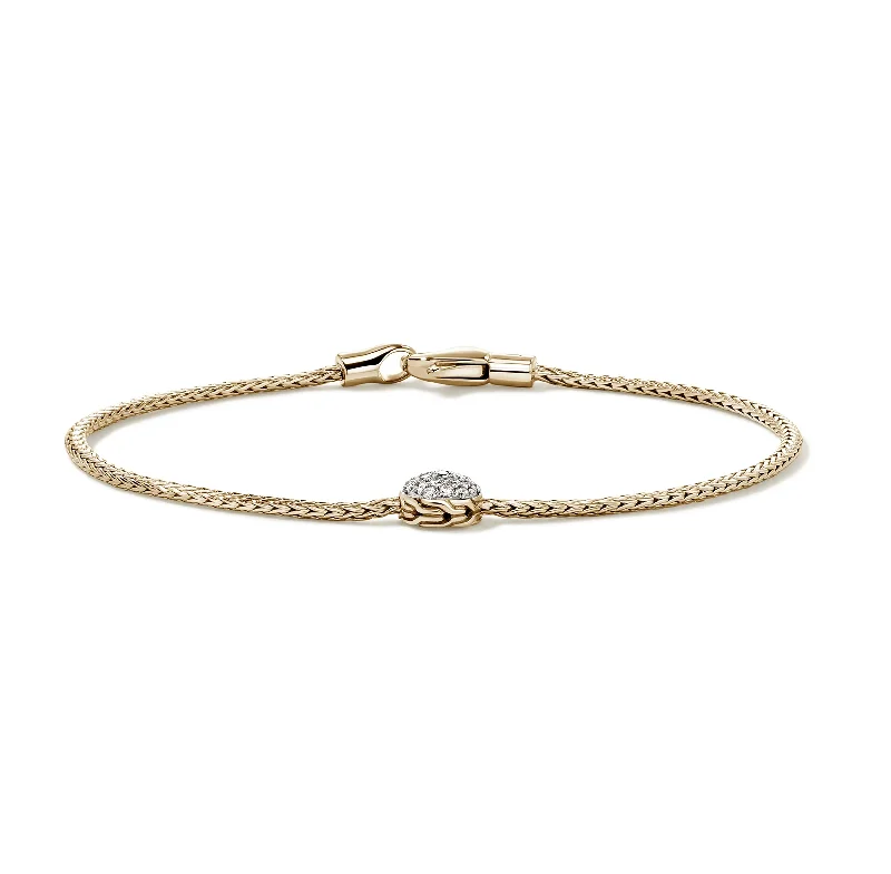 Pentagon gem bracelets-John Hardy Essentials Yellow Gold Pavé Diamond Bracelet