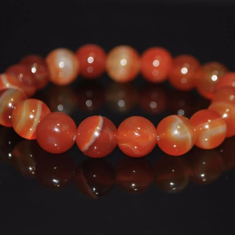 Bare frame bracelets-Natural Red Stripe Agate Onyx Unisex Bracelets