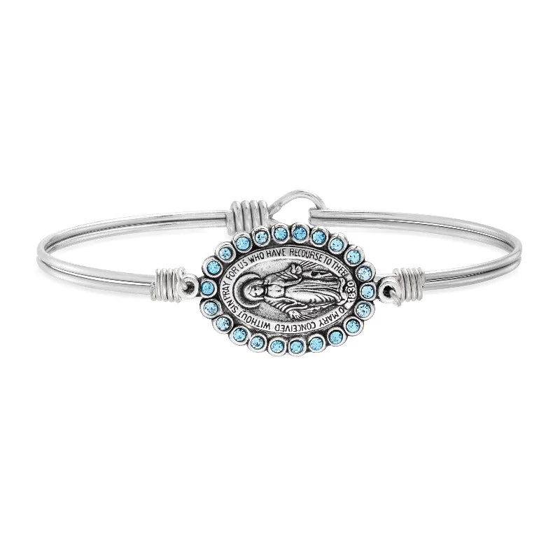 Burnished word bracelets-Crystal Miraculous Bangle Bracelet in Aquamarine