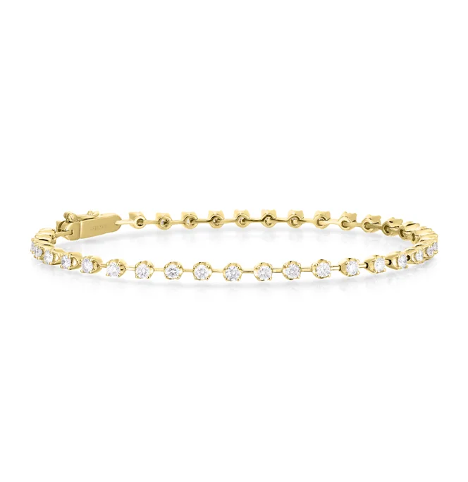 Soft flex bracelets-Sabel Collection Yellow Gold Petite Bar Tennis Bracelet