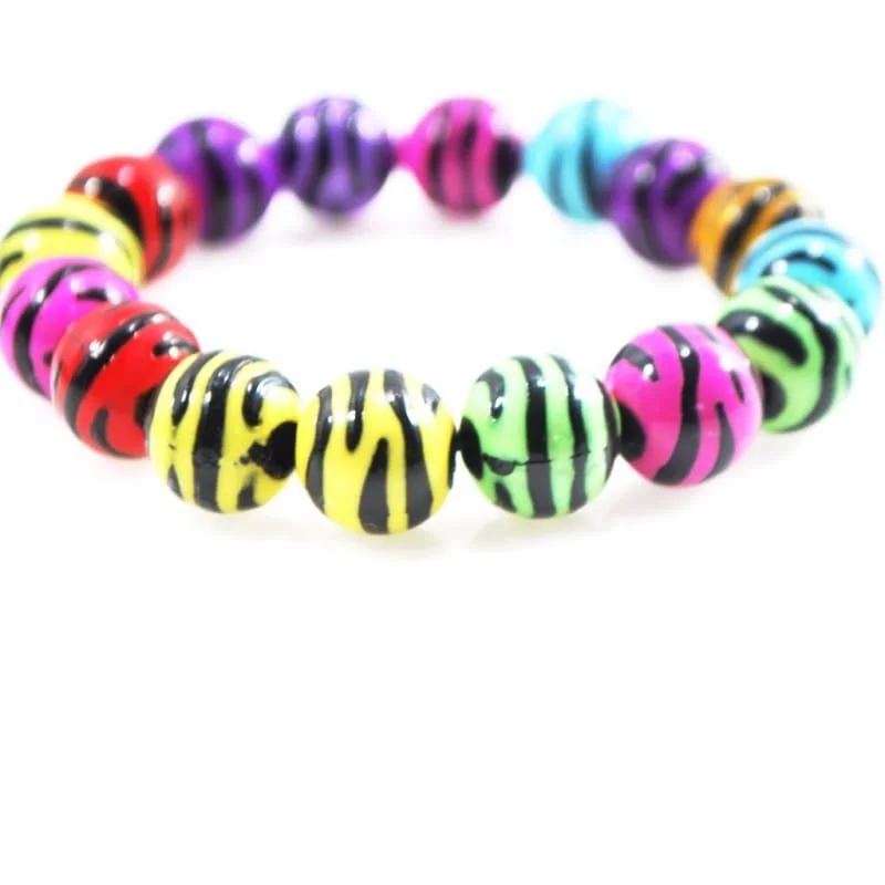 Corded satin bracelets-Multi Colored Zebra Prints Acrylic Bracelets