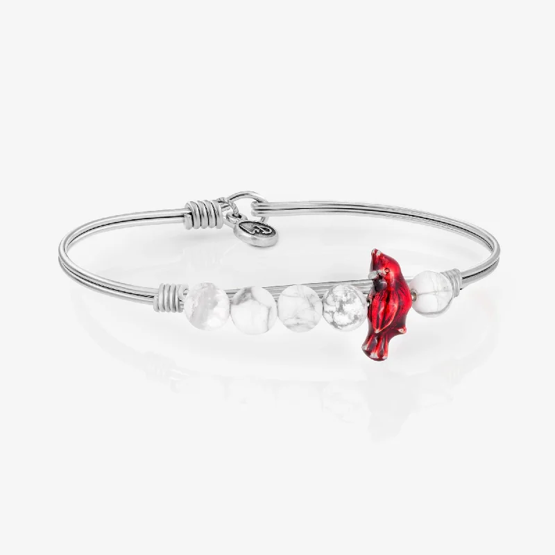 Timeless flair bracelets-White Howlite Cardinal Bangle Bracelet