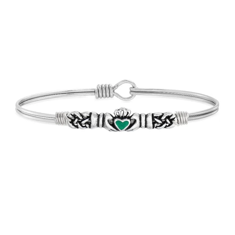 Hawk motif bangles-Green Claddagh Bangle Bracelet