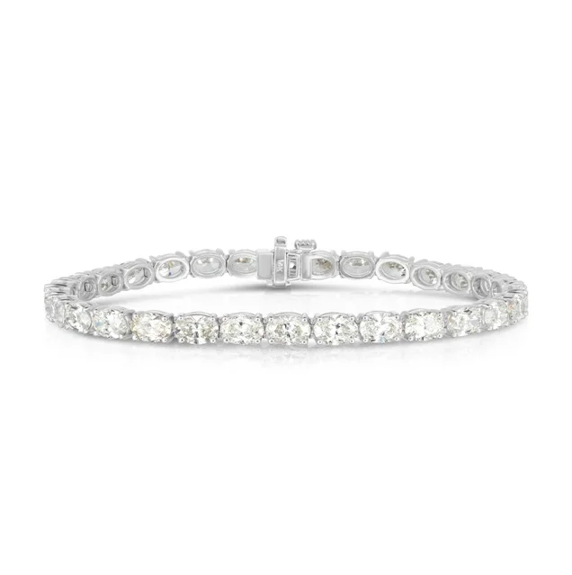 Coil charm bangles-Sabel Collection White Gold Oval Diamond Tennis Bracelet