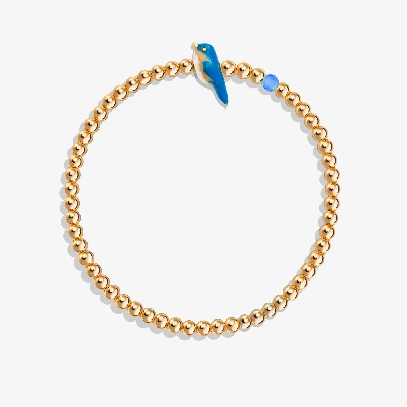 Patina bronze bangles-BlueBird of Remembrance Stretch Bracelet