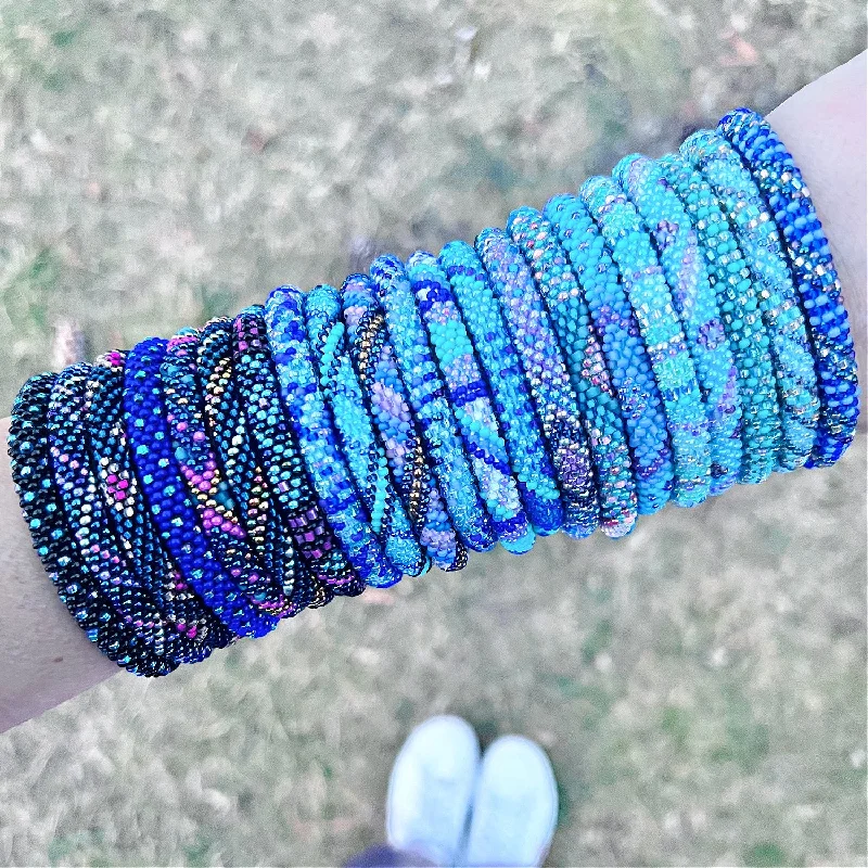 Raised cuff bracelets-Ocean of Hues - Blue Themed Grab Bag - 10 bracelet sets!