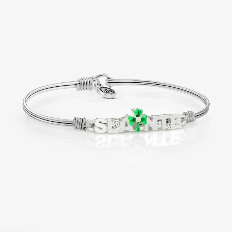 Stranded bead bracelets-Slainte Shamrock Bangle Bracelet