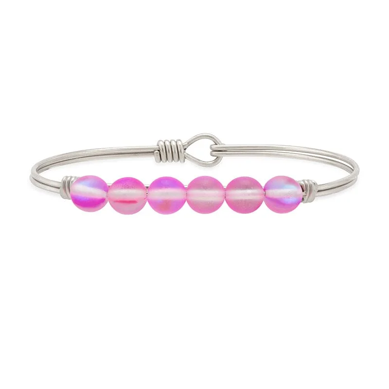 Solo dot bangles-Pink Quartz Energy Stone Bangle Bracelet for Love