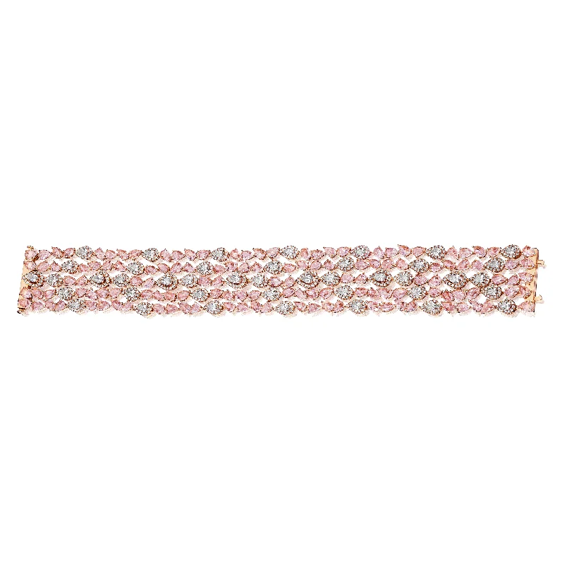 Solid gold bracelets-Sabel Collection Rose Gold 5 Row Diamond Bracelet