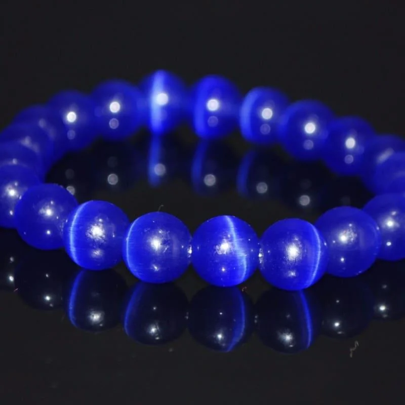 Branch carved bracelets-Dark Blue Mexican Opal Tiger Eye Gemstone Men / Women's Bracelets