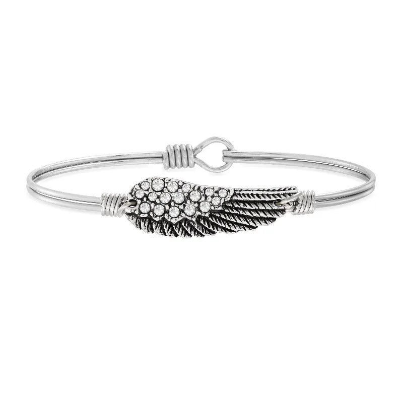 Bead-wrapped bangles-Angel Wing Bangle Bracelet in Crystal