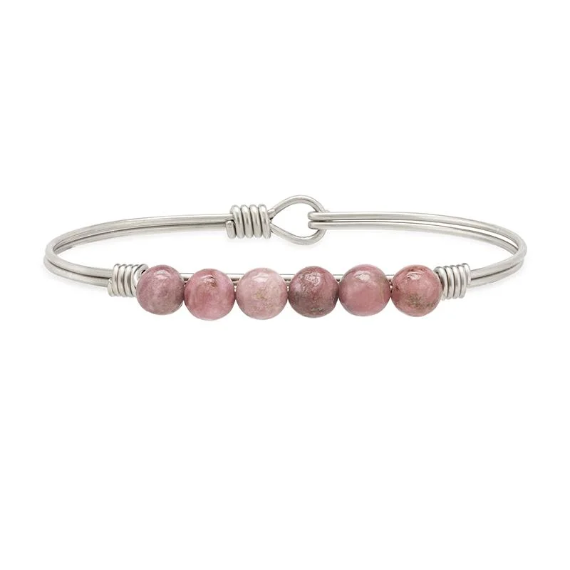 Sparkling diamond bracelets-Rhodonite Energy Stone Bangle Bracelet for Calmness