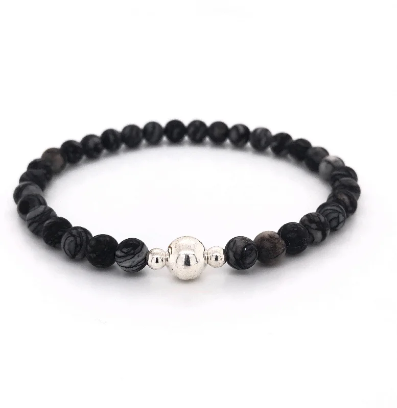 Pentagon gem bracelets-The Adam Bracelet • Grey Jasper