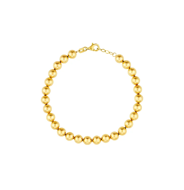 Opulent cuff bangles-Sabel Collection Yellow Gold Bead Bracelet, 6mm