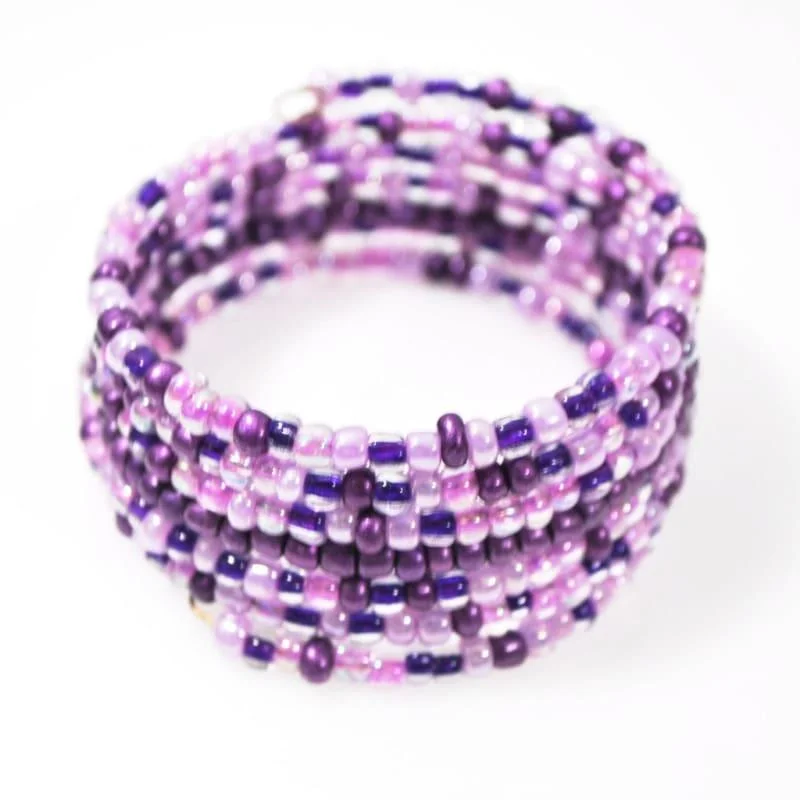 Opulent stone bracelets-Violet Purple Memory Wire Wrap Around Bracelets