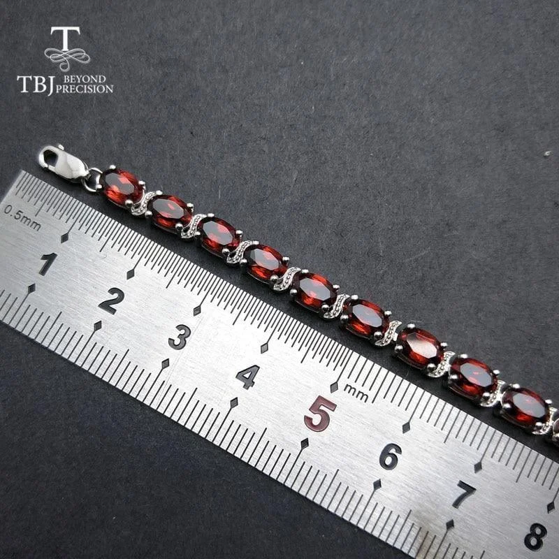 Pentagon gem bracelets-Elegant Natural Garnet in 925 Sterling silver, fine jewelry Bracelets