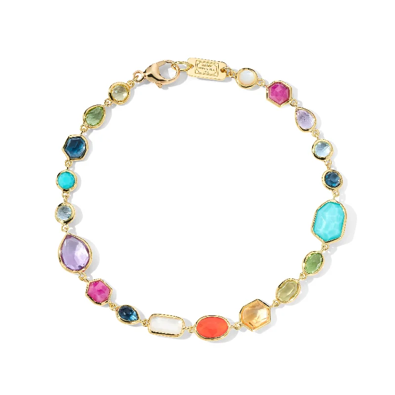 Pentagon shape bracelets-IPPOLITA Rock Candy Yellow Gold Bracelet in Summer Rainbow