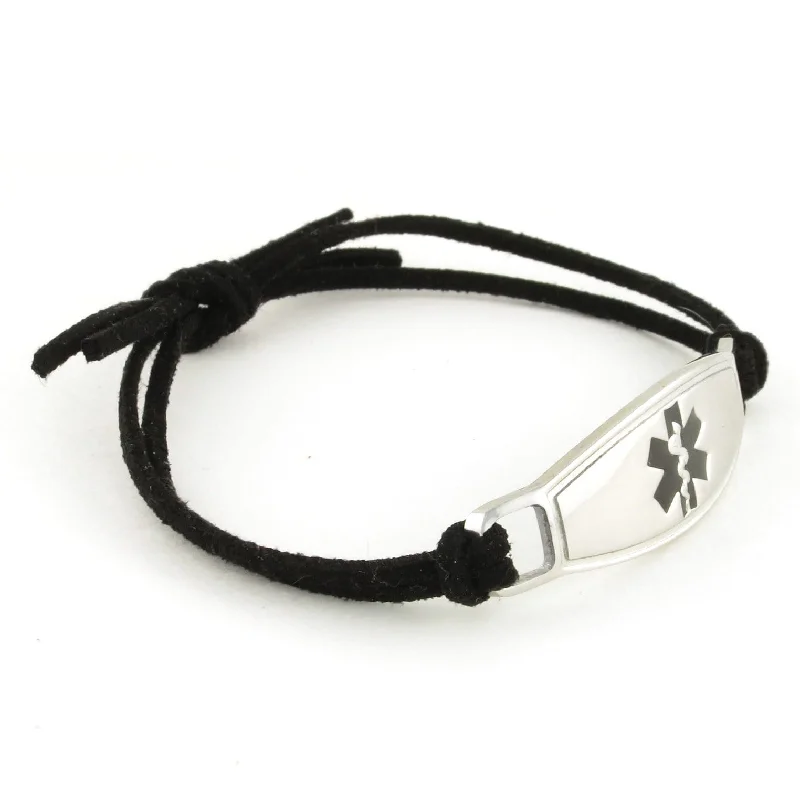 Timeless lock bracelets-Black Knot Suede Medical Bracelet