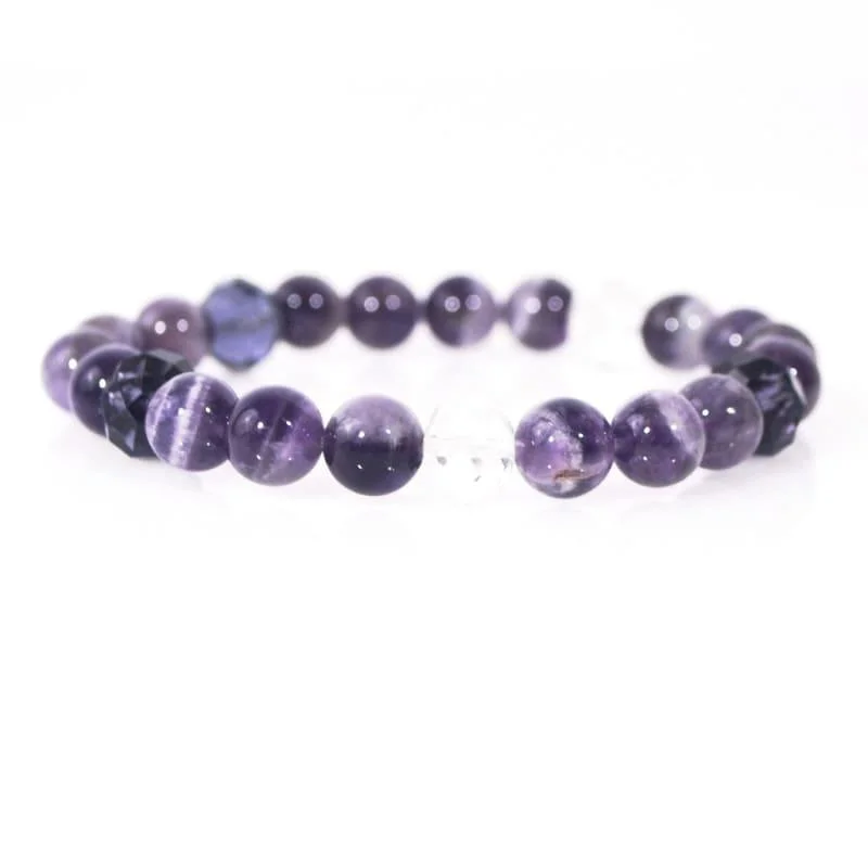 Reed weave bangles-Genuine Amethyst Gemstone Beaded Women's Bracelets