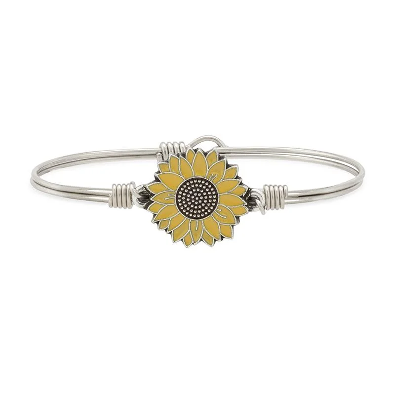 Matte bead bangles-Yellow Sunflower Bangle Bracelet